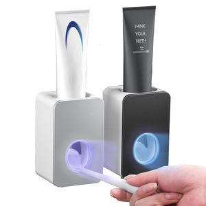 Toothbrush Holders Wall Mount Automatic Toothpaste Squeezer Dispenser Selfadhesive Dustproof Bathroom Accessories Set 230308