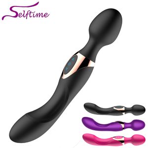 Vibradores 10 velocidades poderosas grandes para mulheres Magic Wand Body Massager Sex Toy for Woman Clitoris Estimular produtos femininos 230307