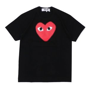 مصمم Tee Men's Thirts Com des Garcons Play Logo Red Heart Short Sleeve T-Shirt Black Size XL