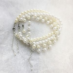 Strand Pearl Armband Charm 4/6/8/10mm pärlor män Homme femme boho smycken delikat justerbar handkedja