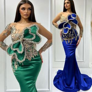 Arabiska 2023 ASO EBI Luxurious Mermaid Prom Dresses Crystals Pärlade spets kväll Formell parti Second Reception födelsedagsengagemang klänningar klänning zj4933