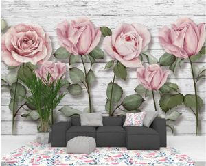 Papéis de parede 3d murais de parede de flor de rosa para sala de estar cenário papel de parede papel mural papel estéreo rolo de impressão