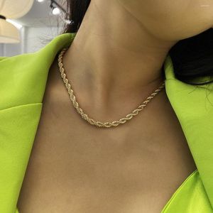 Chains Classic Punk Twisted Rope Cuban Thin Chain Necklace For Women Men Gold Color Minimalist Fashion Jewelry Accessories