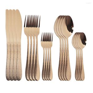 Zestawy naczyń obiadowych 20pcs/zestaw Rose Gold Setlery Setlery Streal Stolika stolika widelec nóż łyżka srebrne oprogramowanie kuchenne