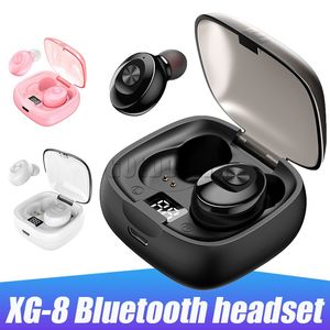 XG-8 Bluetooth Earphones Stereo Wireless Earbud Mini Headset Waterproof LED Power Display med Retail Box