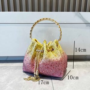 Handle Rhinestones Evening Clutch Bag Purses and Handbag Luxury Designer Shoulder Bag Shiny Crystal Clutch Purse Bucket Bag New 230308