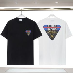 Masculina famosa de alta qualidade letra de camiseta rhude estampa redonda de manga curta de manga curta branca moda moda masculina camisetas camisetas de pólo