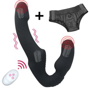 Wibratory 10 prędkości wibrator dildo bez ramiączki żeńskie podwójne wibracja g plamki dla dorosłych zabawki seksualne dla kobiet para masażer prostaty anal 230307