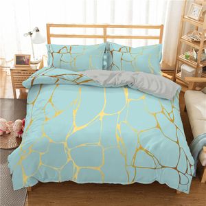 Bedding sets Marble Pattern Printed Polyester Duvet Cover Single Twin Double Full King Size Bedding Sets with Pillow Case Bedroom Textiles 230308