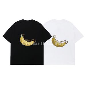 Męska koszulka bananowa haft literowy druk krótkiego rękawu letni oddychający t-shirt swobodny okrągły top