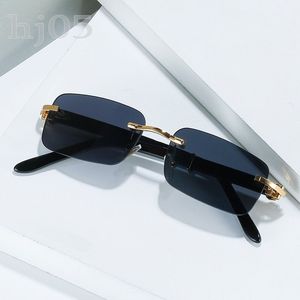 Transparente Designer-Sonnenbrille für Damen und Herren, Luxusbrille, berühmte rechteckige Sonnenbrille, Sommer, Strand, Fahren, rahmenlose Sonnenbrille, Büffelbrille, PJ007 Q2