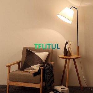 Floor Lamps Solid Wood Tripod With Wooden Table Lamp Living Room Sofa Side Remote Control Dim Standing Bedroom Bedside Lights