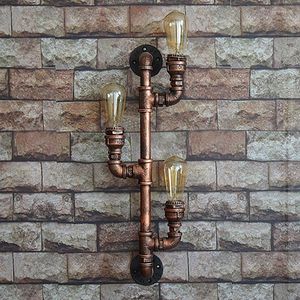 Vägglampor 3 Lätt Craftman Water Pipe Sconce Industrial Vintage Lighting i antik bronsfinishlampa