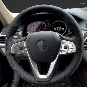 Steering Wheel Covers Hand Sew Black Genuine Leather Car Cover For G30 530i 540i 520d 530e 2023-2023 G32 GT 630i 630d 2023