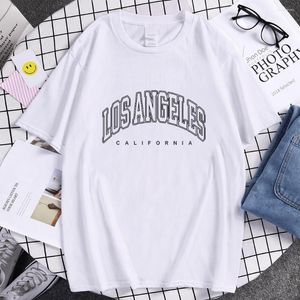 Męskie koszulki Los Angeles Stany Zjednoczone podwójny zarys T-shirt męskie lata nadmierne luźne tshirty mody para top kreatywność bawełna