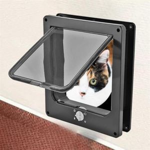Köpek giyim 4 yollu kilitlenebilir kedi yavrusu kapı güvenlik flep plastik s m l hayvan küçük evcil hayvan kapısı malzemeleri315p