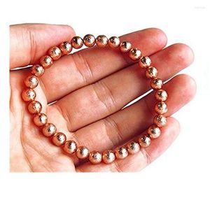 Strang Echte natürliche Gibeon Eisen Meteorit Armbänder Runde Perle Rose Gold Mode Für Frauen Männer 7mm Selten