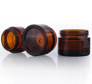 Fashion Brown Amber Glass Cream Bottle Jar Black Lid Cosmetic Jars Packing Bottles 5G 10G 15G 30G 50G 100G