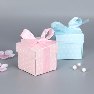 Geschenkomschakeling 10 stcs Creatieve kleur Dot Candy Box Simple Cake Biscuit Wedding Baby Shower Geschenken Kraft Paper Bag Valentijnsdag