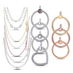 Fit Necklace Heart Women Fashion Jewelry Pendant Sier Color and Rose Gold O Charms for Basic Chain