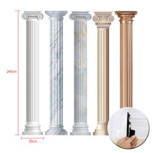 Wall Stickers 1Pc Self Adhesive 3D Roman Column for Living Room TV Sofa Background Frame Decal Removable paper Decoration 230307