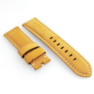 24 mm - 22 mm Yellow Brown nubuck Calf Leather Watch Band Strap Fit For Pam Pam 111 Wirst Watch