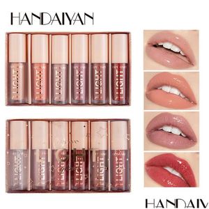 Läppglans 6Colors/Set Fashion Liquid Lipstick Lipgloss Set Natural Moisturizer Waterproof Veet Lips Glosses Present Box Drop Delivery Dh90Z