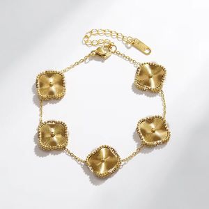 Fashion Classic 4 Four Leaf blomma Berlock Armband halsband örhängen Armband Kedja 18K guld Agat skal Pärlemor för kvinnor Tjej Bröllop Mors Dag Smycken