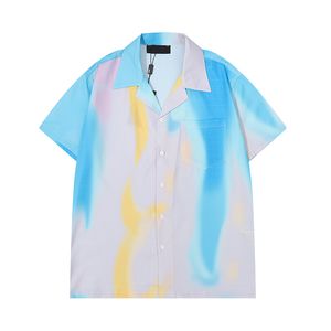 FD T-shirt da uomo Polo Camicia da uomo Bottone stampato multicolor sfumato Polo estiva a maniche corte Bottone sottile da festa Camicia casual da uomo in cotone