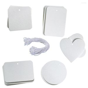 20Pcs Sublimation Blank DIY Air Freshener Sheets Car Scented Felt White Fragrant With Elastic Rope F