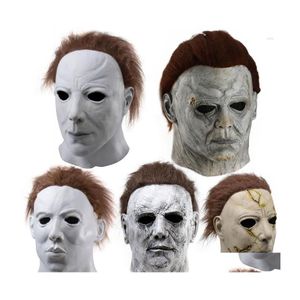 Partymasken Halloween Gruselige Gesichtsmaske Michael Myers Horror Cosplay Kostüm Latex Requisiten Männer ADT Kinder FL Drop Lieferung Hausgarten Fes Dhhqu