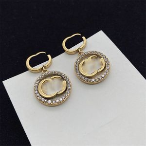 Diamant-Kreis-Ring-Ohrring, innerer Hohllicht-Charm, doppelte Buchstaben, Geometrie-Design, Ohrringe mit Box