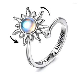 Bröllopsringar Satinless Steel Sun For Women Anti Stress Angst Fidget Sunflower Star Ring Party Eesthetic Jewelry Gift Bijoux Femme