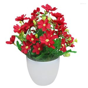 Decorative Flowers Artificial Bright Color Lifelike Chrysanthemum Fake Plants Potted Home Decorations