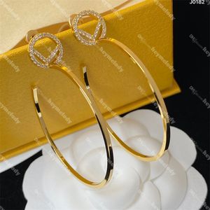 Luxury F Gold Hoop Earring Stud Designer Donna Grandi borchie Eardrops Fashion Earings Wedding Christmas Holiday Gift Orecchini con diamanti