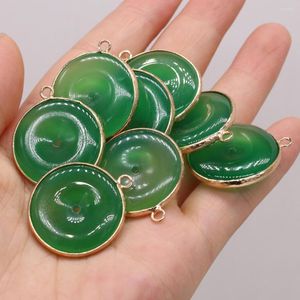 Charms Natural Stone Round Shape Green Malaysian Jades Pendants For Jewelry Making Necklace Earring Women Gift
