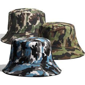 Wide Brim Hats Camouflage Camping Bucket Hats For Women Men DoubleSided Cotton Outdoor Army Green Fisherman'S Hat Hip Bob Femme Sun Shade Caps R230308