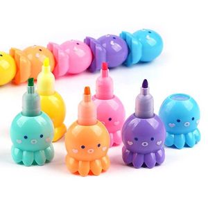 Highlighters Colorful Octopus Highlighters Chisel Tip Marker Pens Pastel Colors for Kids Babies Children Xmas Birthday Creative Gifts H8WD J230302
