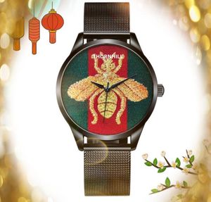 Homens de alta qualidade Bee Tiger Snake Dial Watch atmosfera clássica Relógio Man Big Diamonds Ring Ring Luxurz Quartz MOVELHA Montre de Luxe Presentes de qualidade perfeita
