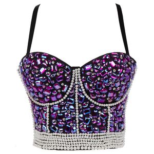 Women's Tanks Camis Diamond Sequin Tank Top Women Stage Party Shaper Camis Bra Shirt Woman Clothes Punk Corset Ladies Crop Tops y2k Blusa 230307