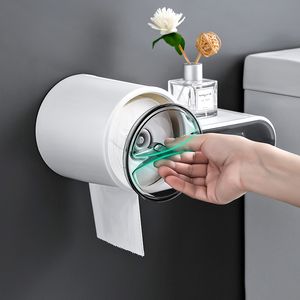 Toilet Paper Holders Waterproof Bathroom Organizer Shelf Shampoo Soap Roll Wc Storage Rack Wall Mounted Household Items Accessories 230308