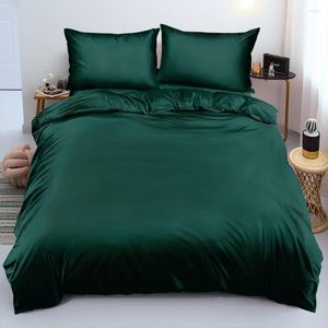 Sängkläder set Rayon Luxury Set Green Däcke Cover Twin Double King Size Comporter Covers Satin Bed Linen Ice Silk Home Textile