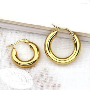 Hoop Earrings Jewelry Thick Wide Gold Earring Round Circle Pircing Ear Men's 2023 Youth Stainless Woman Bohemia