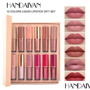 Lip Gloss 12 Colors Matte Liquid Lipstick Set Longlasting Smudgeproof Wateproof Lips Glosses Gift Box Makeup Drop Delivery Health Bea Dh1Nx