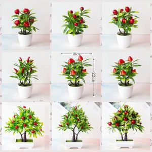 Decorative Flowers Simulation Fruit Tree Plant Bonsai Small Potted Plastic Flower Lucky Orange Desktop Home Decoration Ornaments