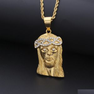 Hänge halsband män hiphop halsband smycken mode rostfritt stål Jesus bit av hög kvalitet guld droppleverans hänge dhgarden dhkx4