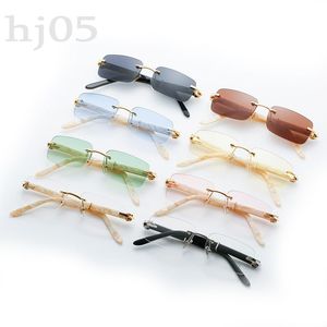 Occhiali da sole senza montatura da guida occhiali da sole firmati di lusso occhiali da sole rettangolari bianchi neri sonnenbrille spiaggia occhiali da sole polarizzati senza cornice trasparenti per donna PJ007 Q2