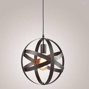 Lâmpadas pendentes Nordic Antique Candelier Creative Black Round Terra retro el americana Minimalista Barra industrial KTV Iluminação decorativa