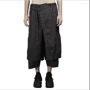 Men's Pants 28-46 Men Clothing Double-layer Cropped Trousers Cotton Casual Youth Solid Color 7 Points Skirts Original Korean