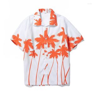 Męskie koszule letnie moda męska hawajska z krótkim rękawem jednopasmowa drzewo kokosowe bananowa koszula plażowa plus size 5xl